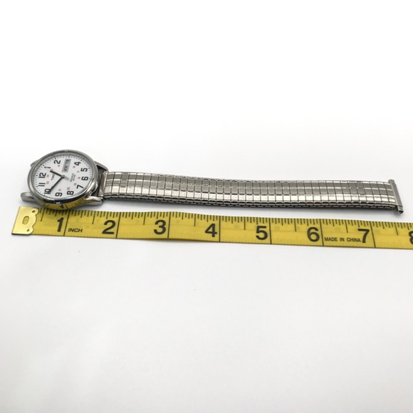 Timex Watch Easy Read Speidel Stainless Stretch Band Day Date Mens New Battery - Picture 6 of 11